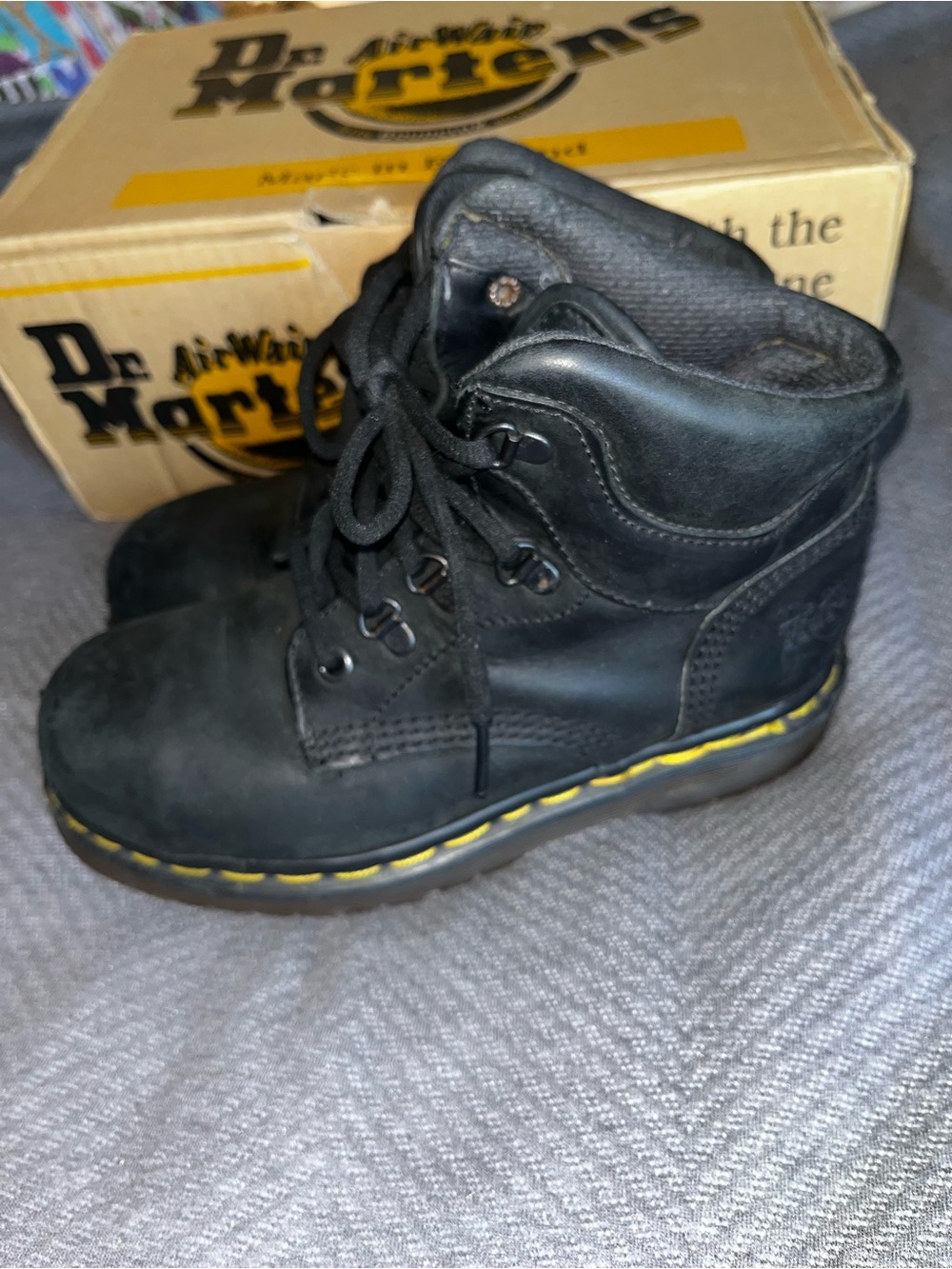 Vintage Dr. Martens 8834 black leather industrial work boots. Size 5 women’s.